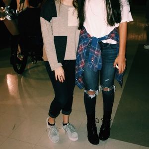 cream cropped sweater (left)